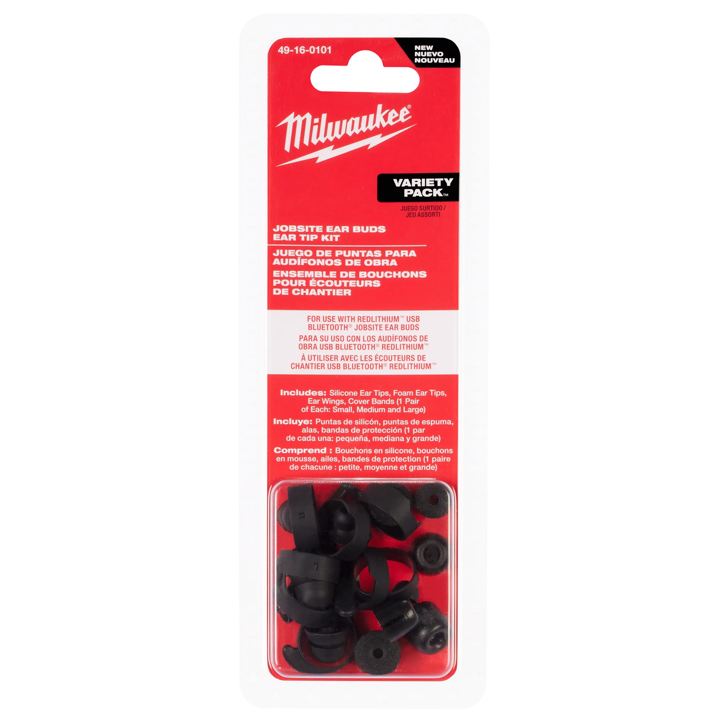 Milwaukee Jobsite Earbuds Ear Tip Kit — 49-16-0101