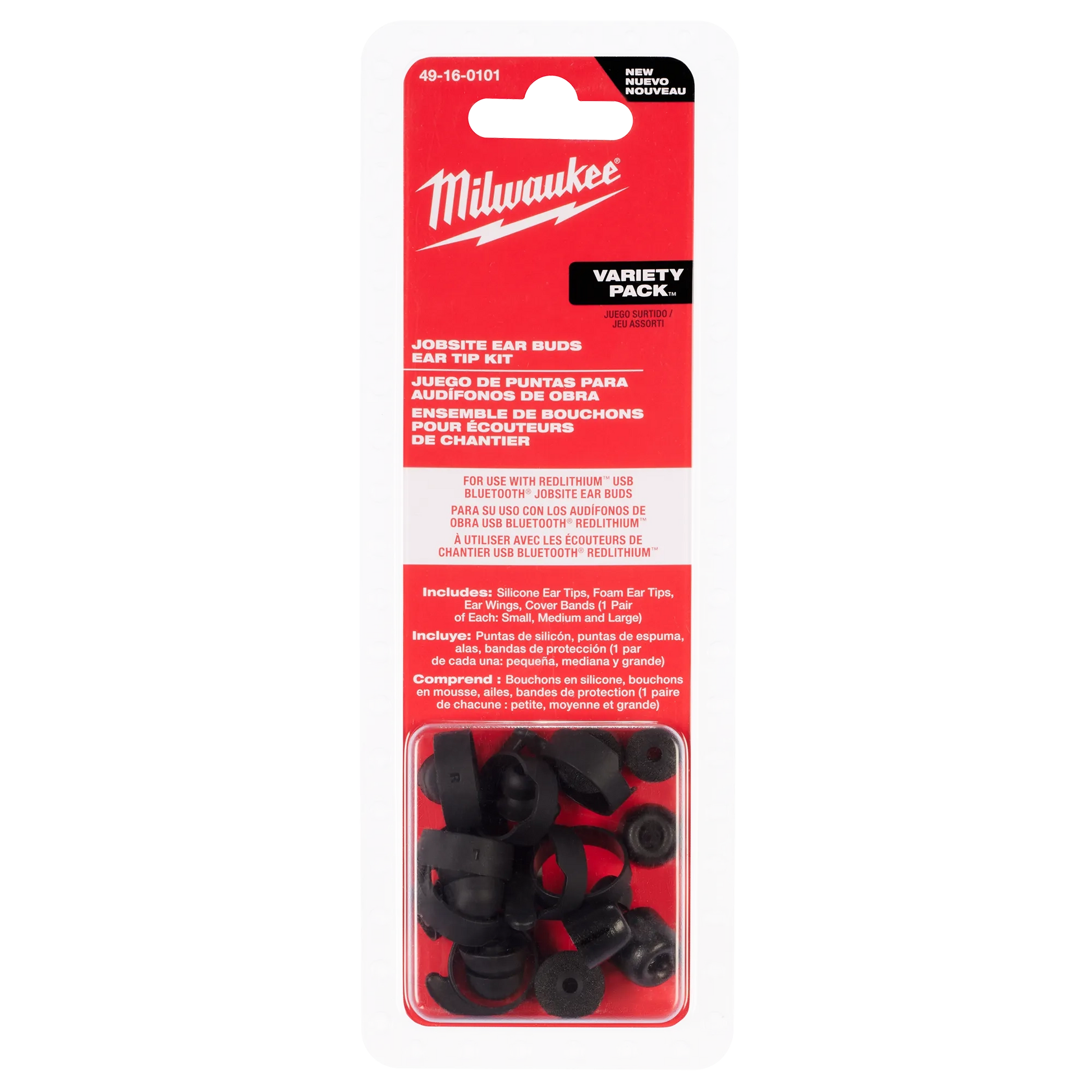 Milwaukee Jobsite Earbuds Ear Tip Kit — 49-16-0101