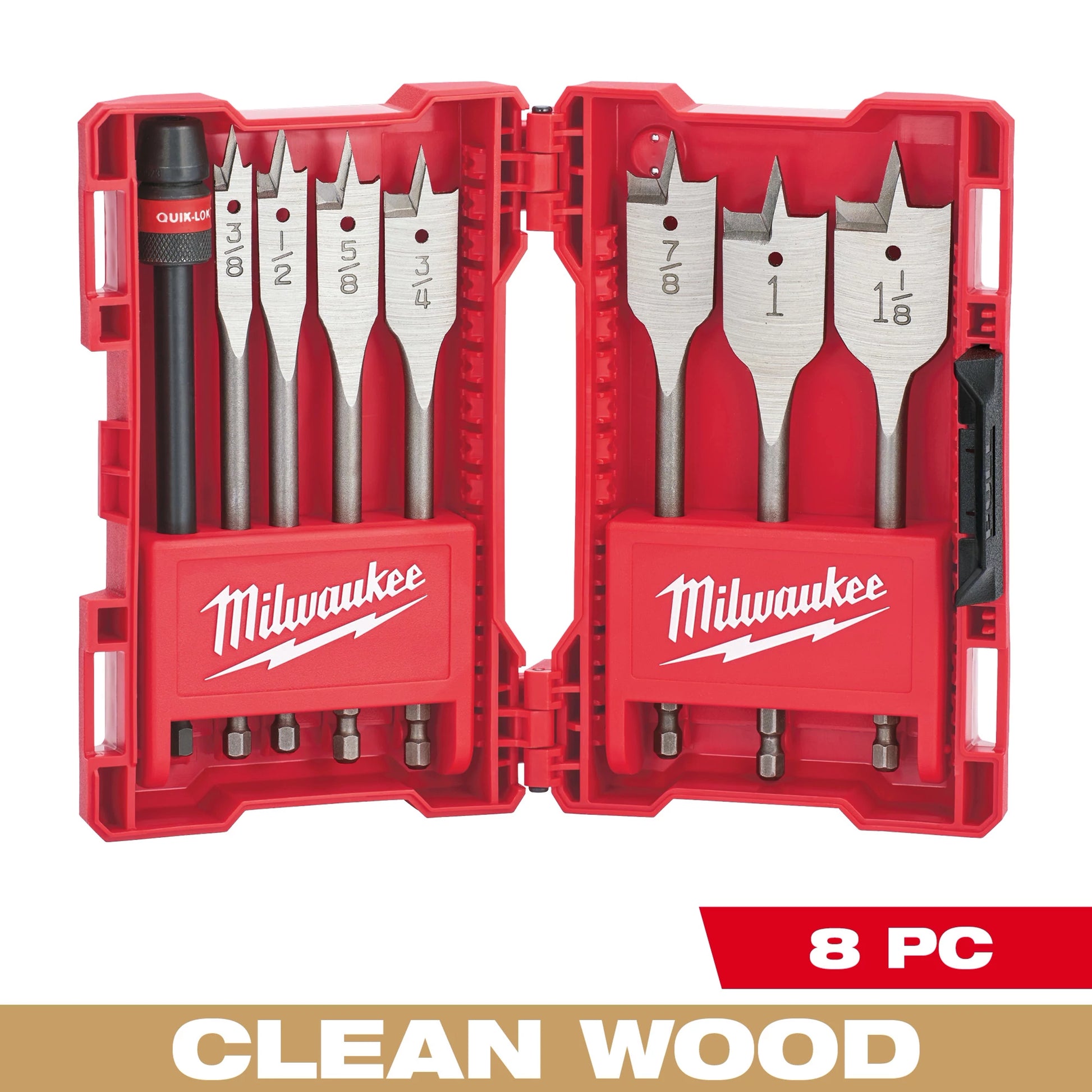 Milwaukee 8 PC Flat Boring Bit 6" Universal Set — 49-22-0175