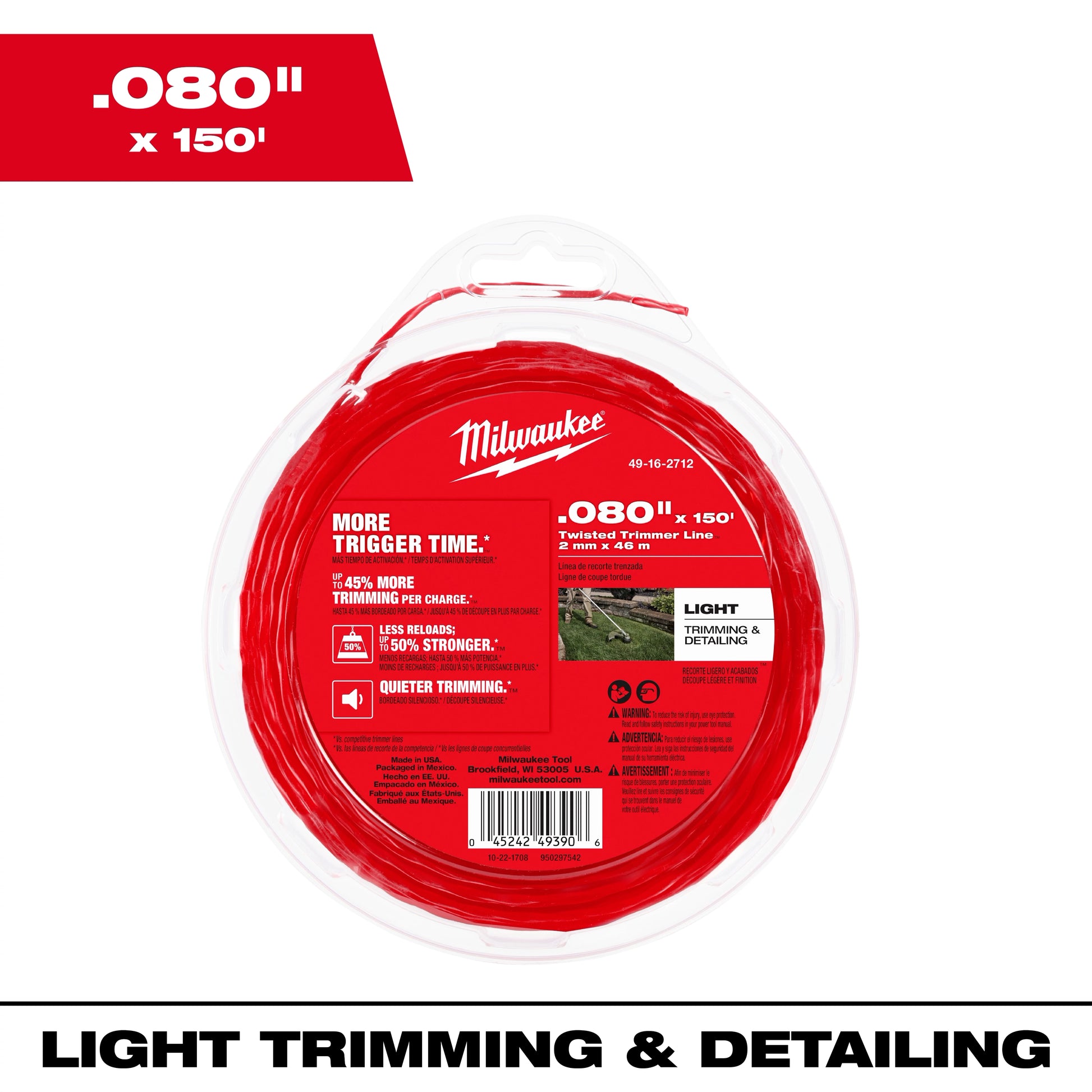 Milwaukee .080" x 150’ Twisted Trimmer Line — 49-16-2712