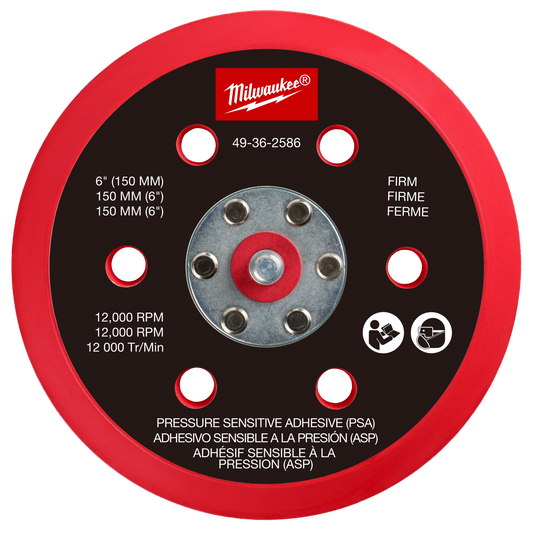 Milwaukee 6" Pressure Sensitive Adhesive Sander Backing Pad – Firm — 49-36-2586