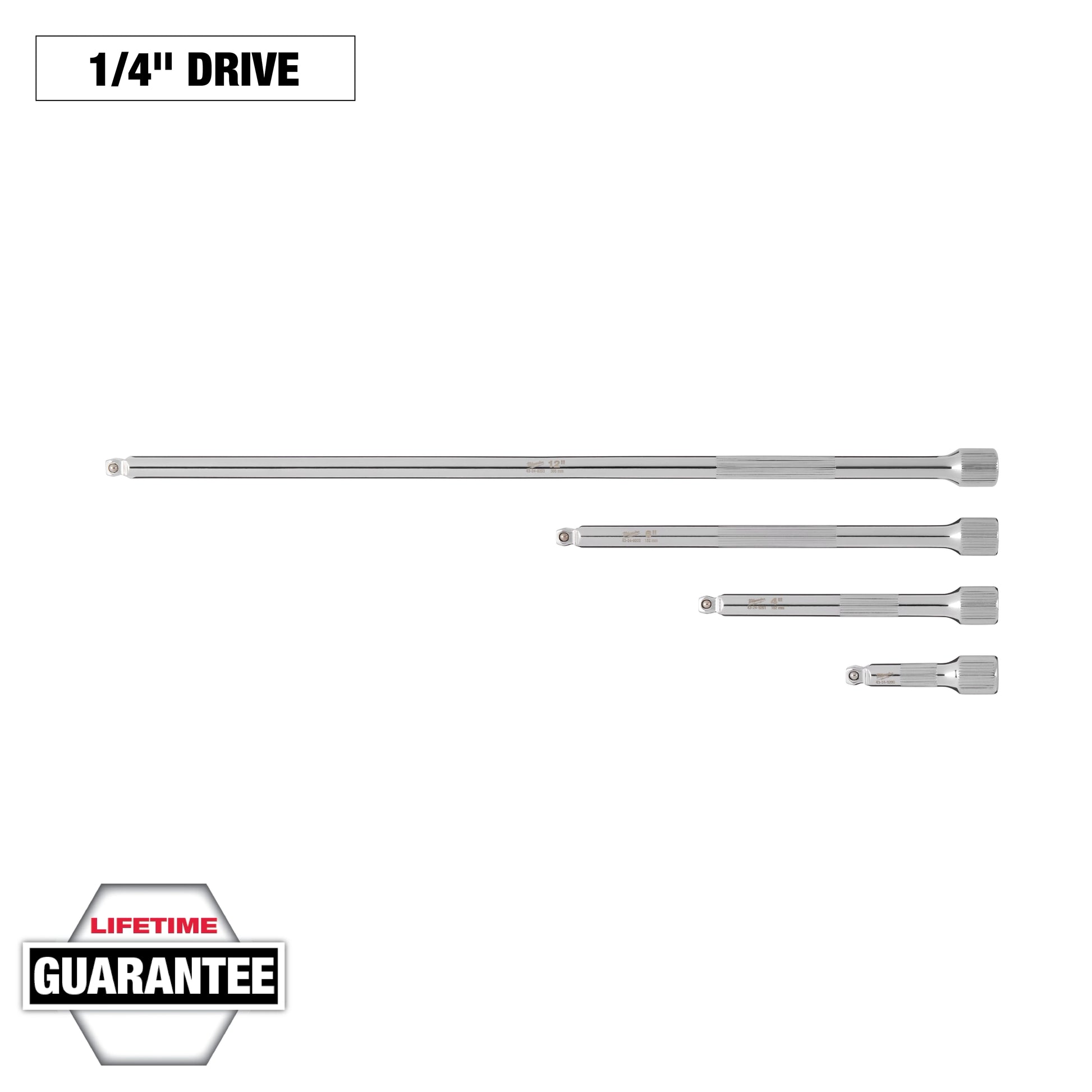 Milwaukee 4 pc 1/4” Drive Wobble Extension Set — 48-22-9350