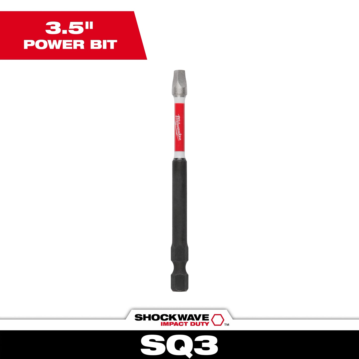 Milwaukee SHOCKWAVE™ Impact Duty 3-1/2" Square Recss #3 Power Bit — 48-32-4573