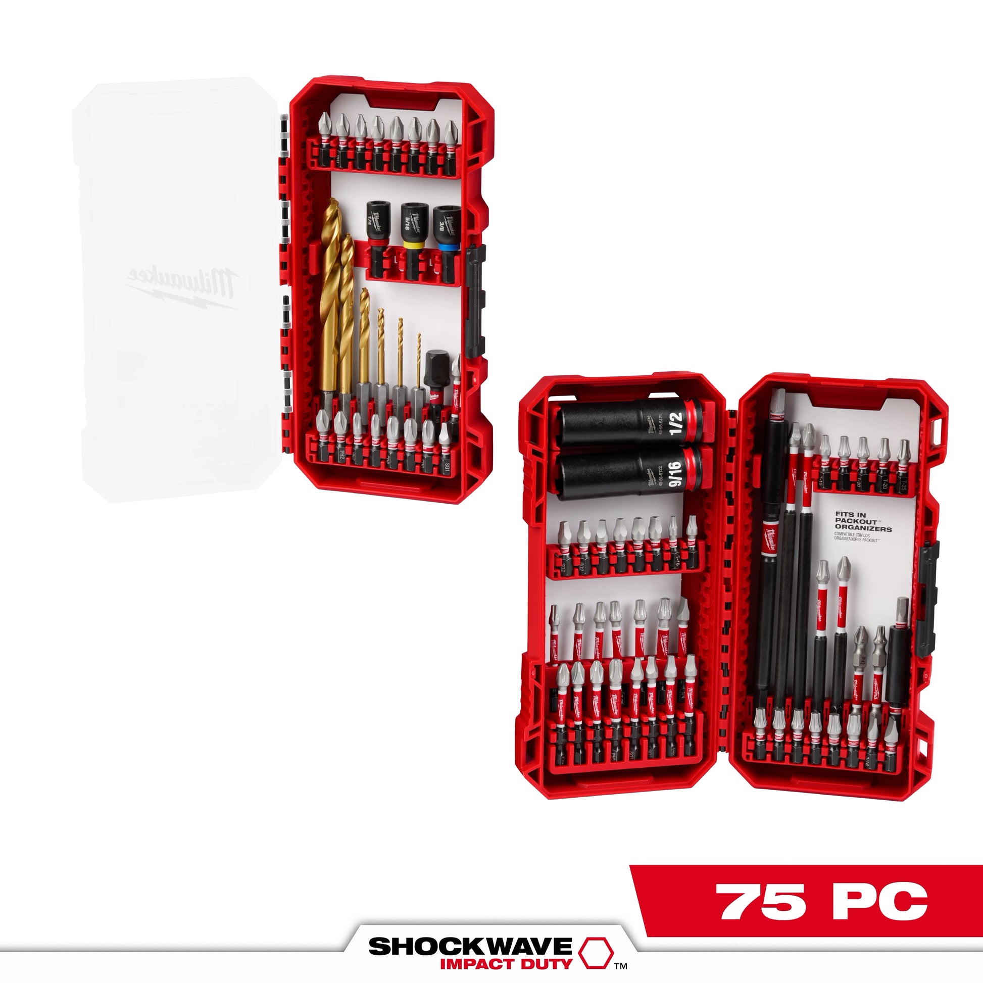 Milwaukee 75 PC SHOCKWAVE™ Impact Duty Drill, Drive & Fasten Set — 48-32-4098