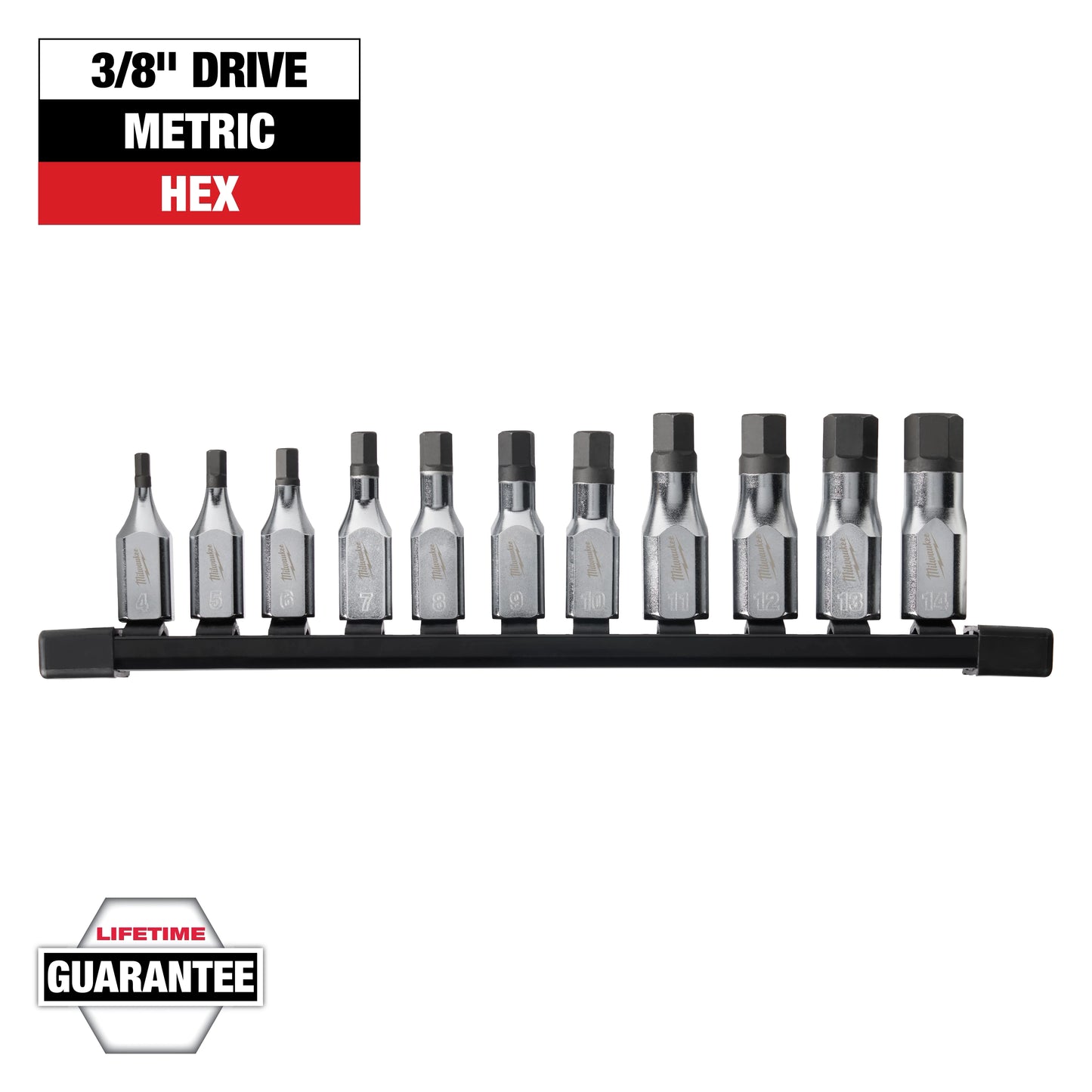 Milwaukee 11 pc 3/8" Drive Hex Bit Socket Set - Metric — 48-22-9543