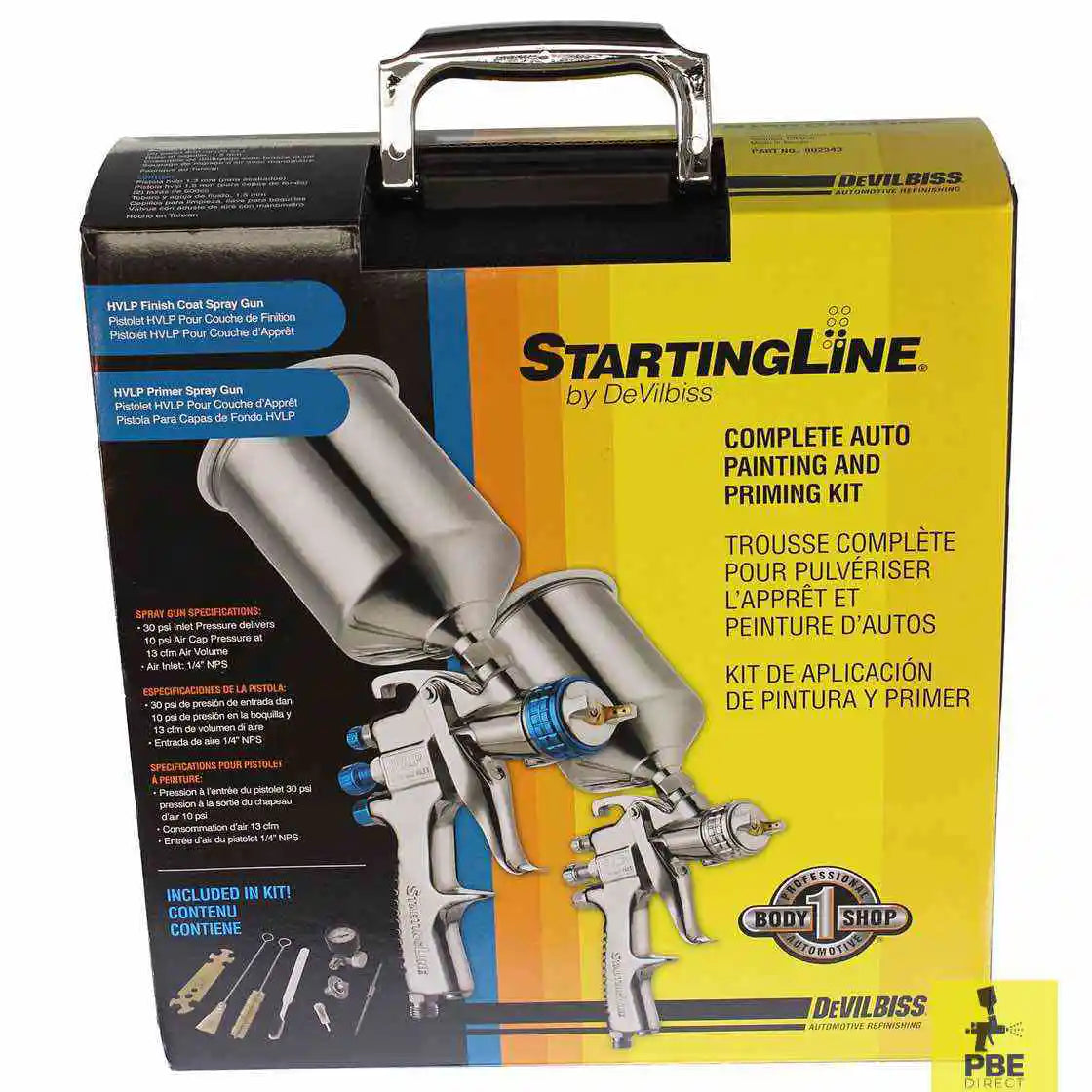 DeVilbiss StartingLine HVLP Gravity Feed Paint and Primer Spray Gun Kit - 802343