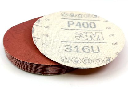 3M 01294 Hookit Red Abrasive Discs, P400, 5-inch - 50 Pack