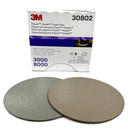 3M Trizact Hookit Foam Backing Abrasive Disc Kit, 443SA, 6" Disc, 3000/8000 Grit, 30802