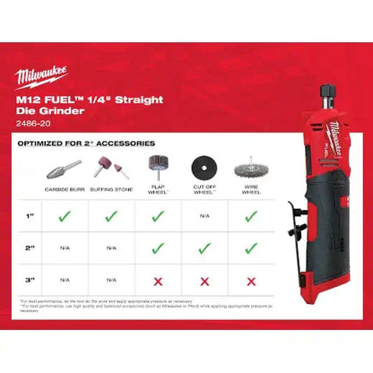 Milwaukee M12 FUEL™ 1/4" Straight Die Grinder