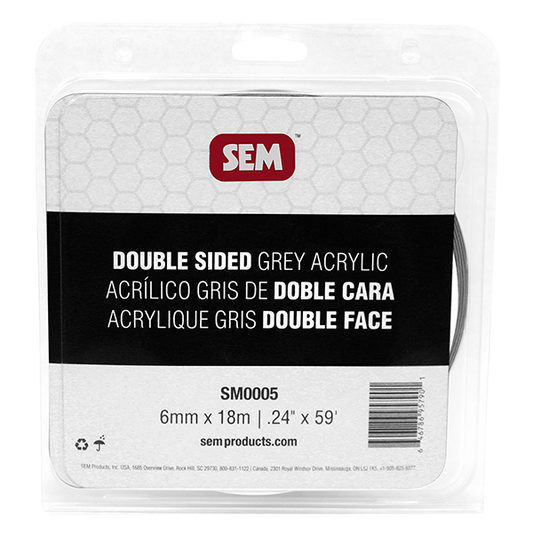 SEM HS Double-Sided Gray Acrylic Tape, 59 ft, 0.24 in × 59 ft, SM0005