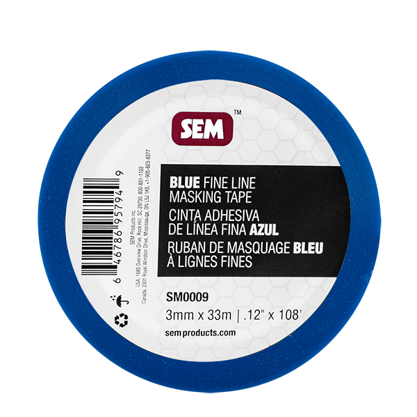 SEM Blue Fine Line Masking Tape, 108 ft, 0.12 in × 108 ft, SM0009
