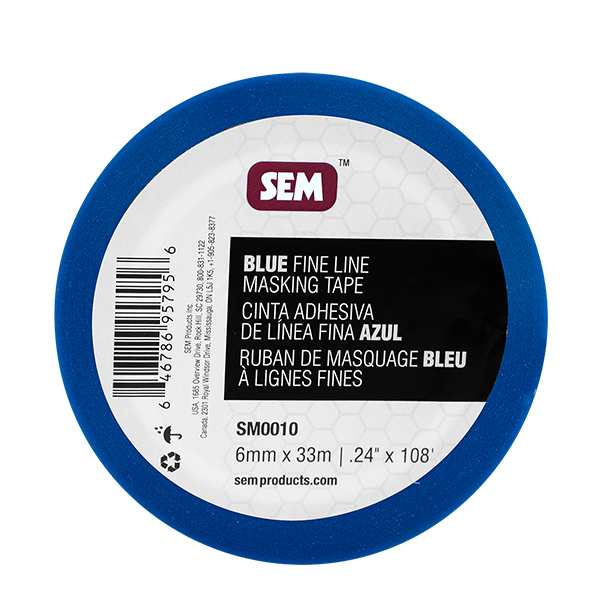 SEM Blue Fine Line Masking Tape, 108 ft, 0.24 in × 108 ft, SM0010
