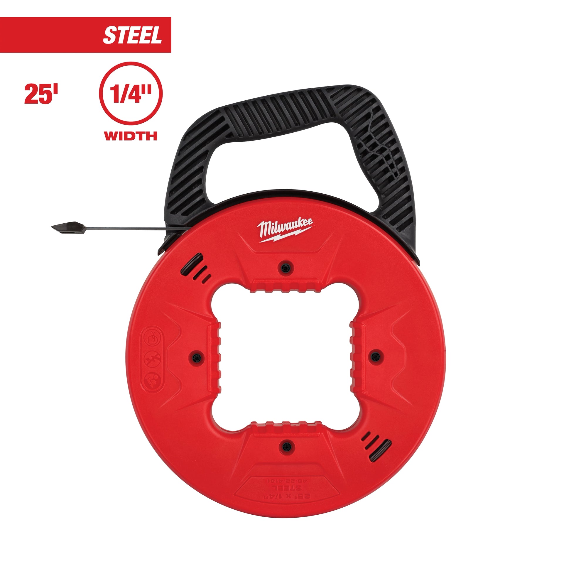 Milwaukee 25’ 1/4" Steel Fish Tape w/ Low Profile Tip — 48-22-4181