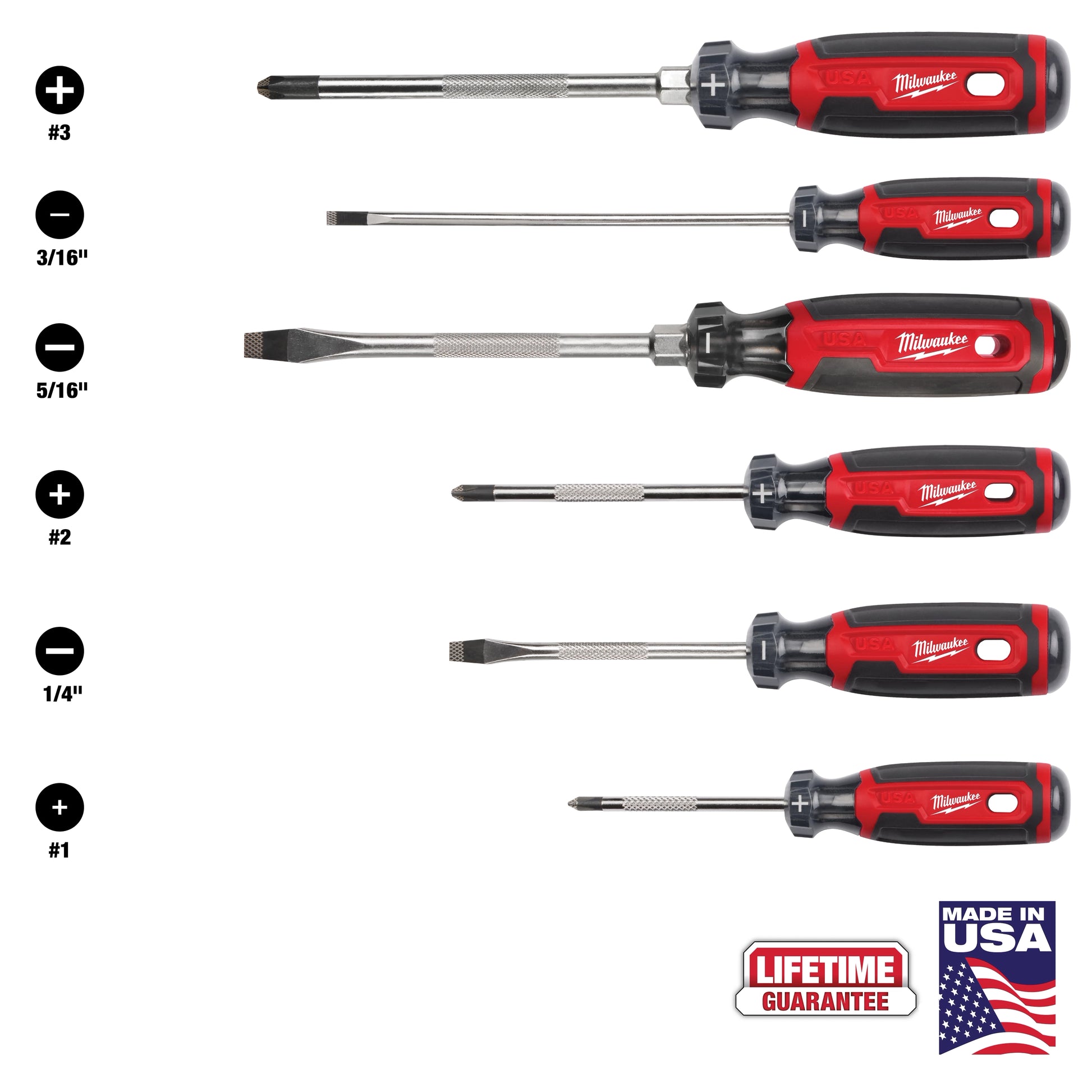 Milwaukee 6 PC. Cushion Grip Screwdriver Set (USA) — MT200-6