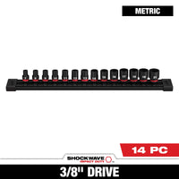Milwaukee 14 PC SHOCKWAVE™ Impact Duty 3/8" Drive Metric Standard 6 Point Socket Set — 49-66-7007