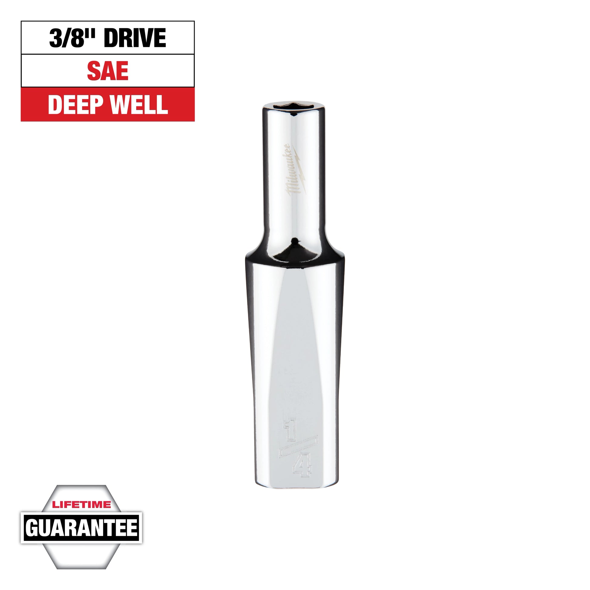 Milwaukee 3/8" Drive 1/4" SAE Deep Socket with FOUR FLAT™ Sides — 45-34-9073