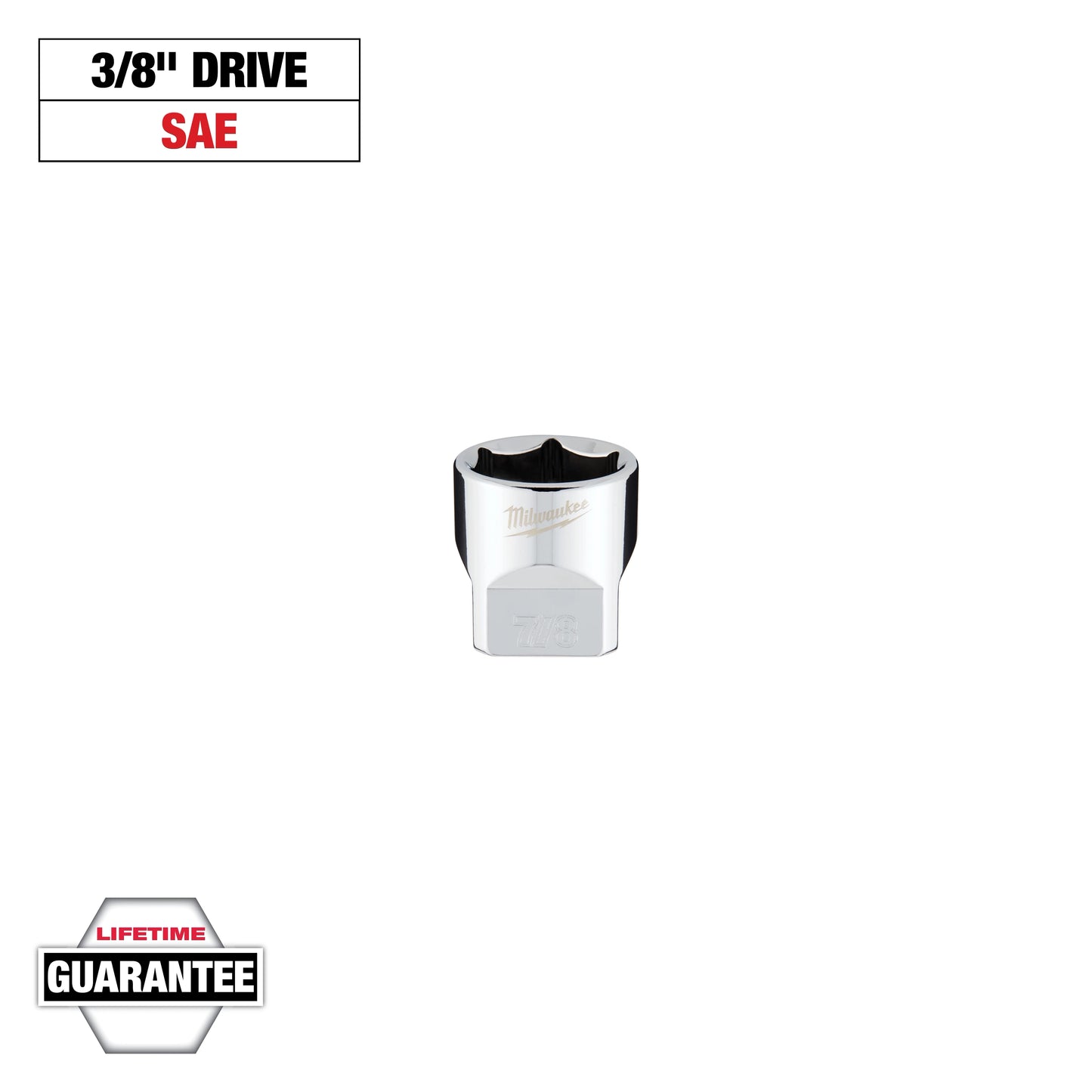 Milwaukee 3/8" Drive 7/8" SAE Socket with FOUR FLAT™ Sides — 45-34-9070
