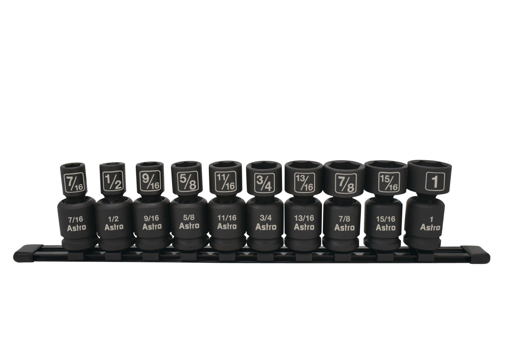 Astro Pneumatic 10-Piece 1/2" Drive Nano Pinless Universal Impact Sockets - SAE - manufacturer part 78240
