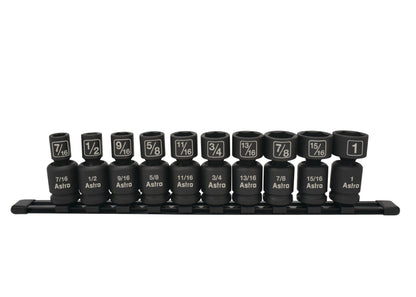 Astro Pneumatic 10-Piece 1/2" Drive Nano Pinless Universal Impact Sockets - SAE - manufacturer part 78240