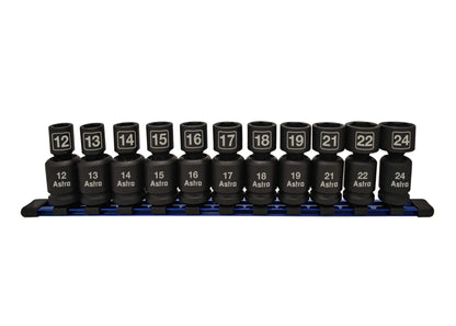 Astro Pneumatic 11-Piece 1/2" Drive Nano Pinless Universal Impact Sockets - Metric - manufacturer part 78244