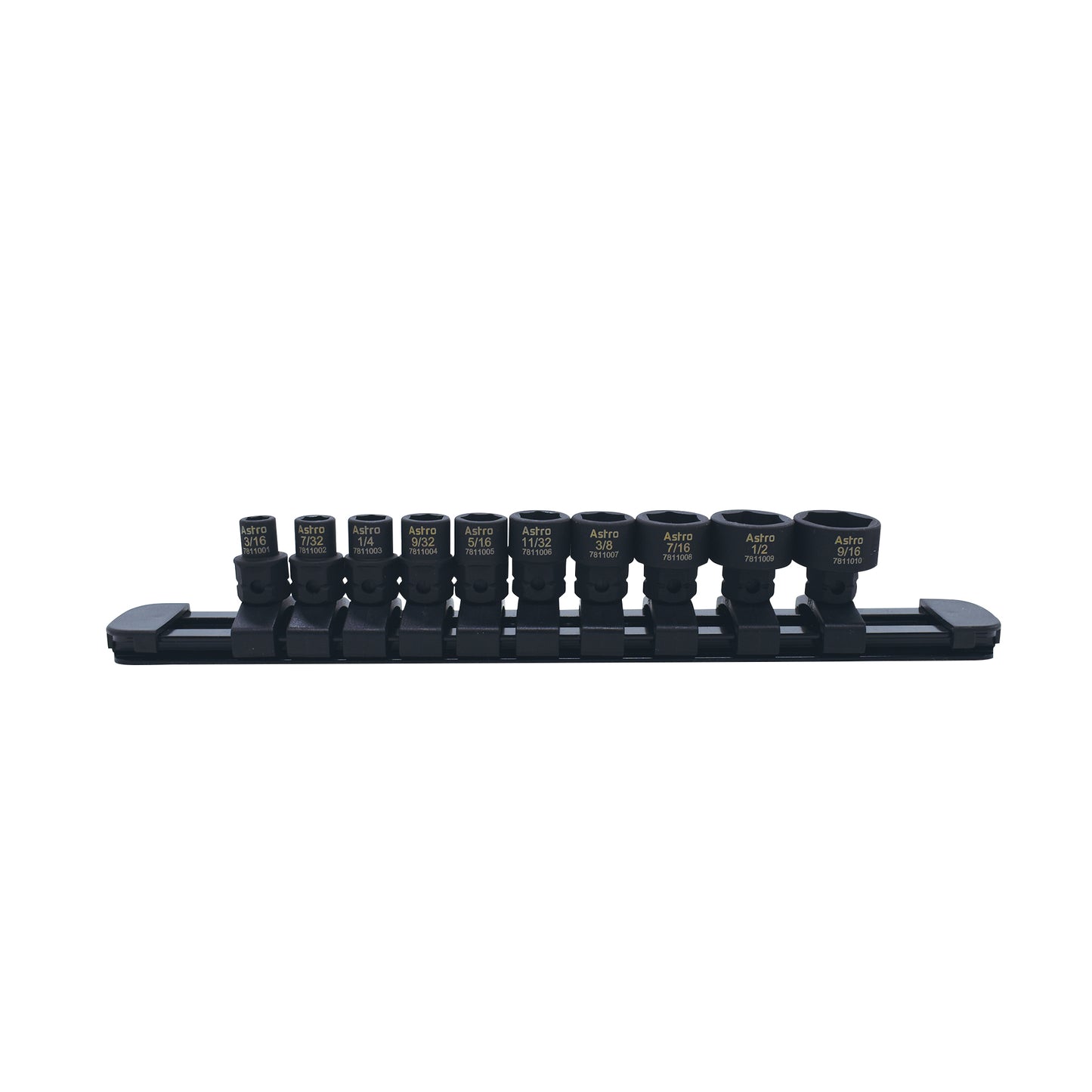 Astro Pneumatic 10-Piece 1/4" Drive Low Profile Nano Impact Sockets - SAE - manufacturer part 78110