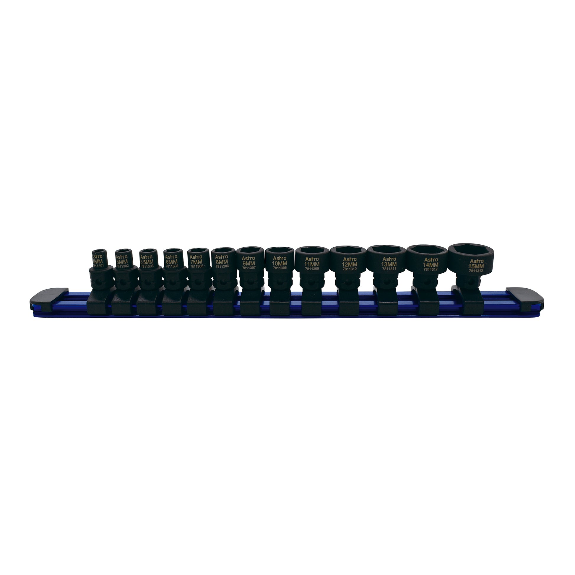 Astro Pneumatic 13-Piece 1/4" Drive Low Profile Nano Impact Sockets - Metric - manufacturer part 78113