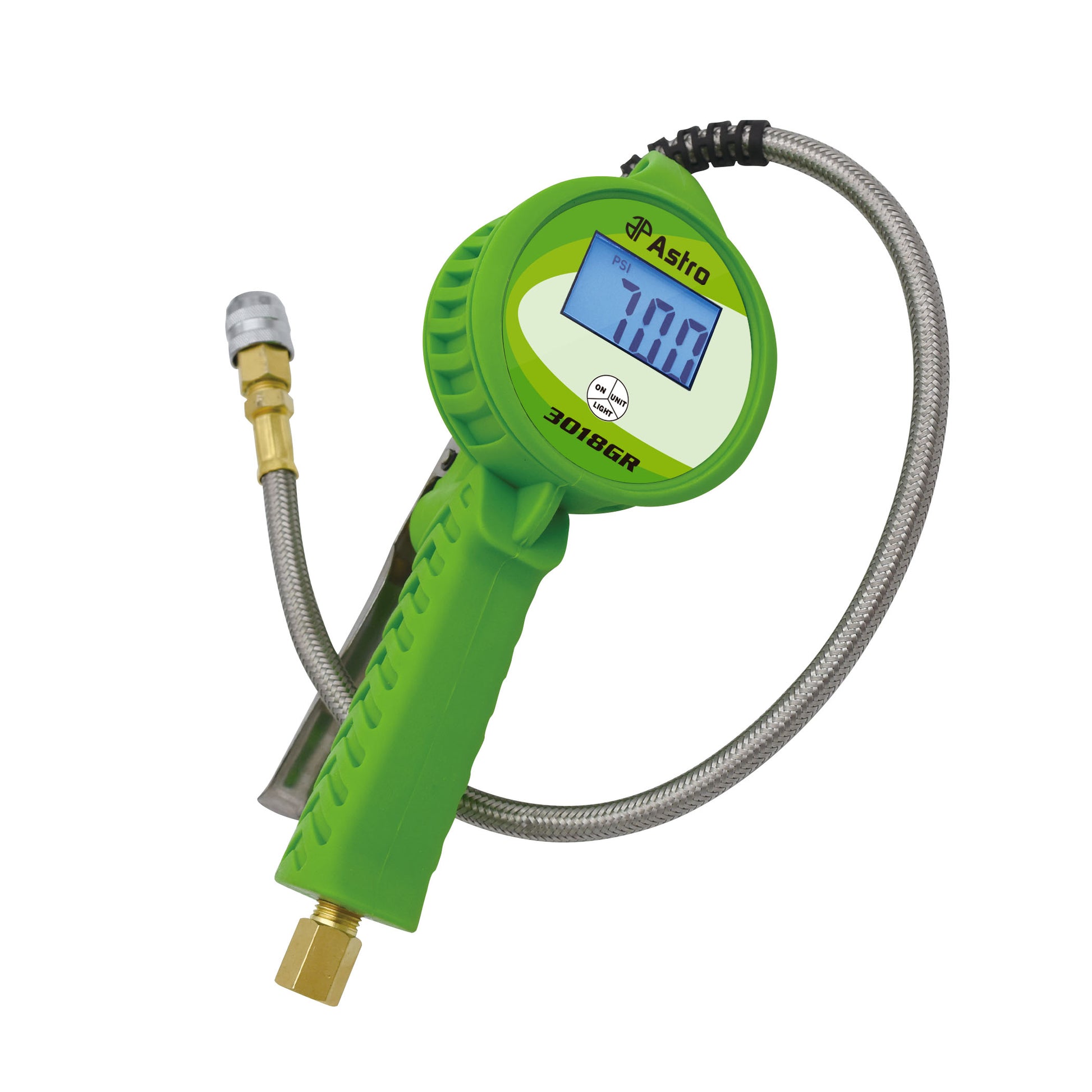 Astro Pneumatic Digital Tire Inflator w/ Stainless Steel Hose - Green - manufacturer part 3018GR