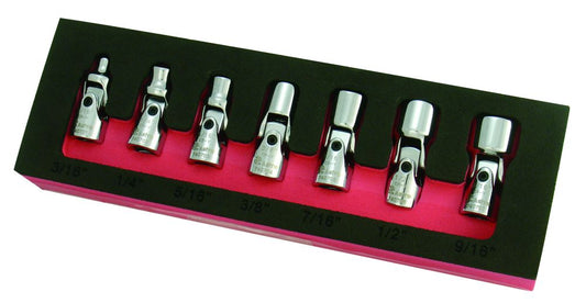 Astro Pneumatic 7pc. 1/4" Drive Flex Socket Set - 6 Point - SAE - manufacturer part 7407