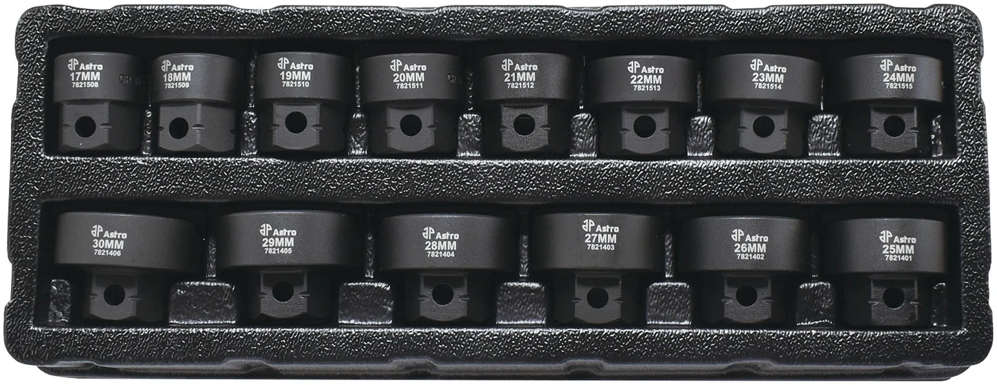 Astro Pneumatic 14pc 1/2" Drive Low Profile Nano Impact Socket Set - No Skips - manufacturer part 78214