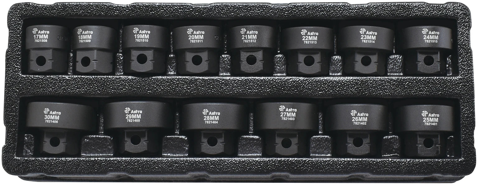 Astro Pneumatic 14pc 1/2" Drive Low Profile Nano Impact Socket Set - No Skips - manufacturer part 78214