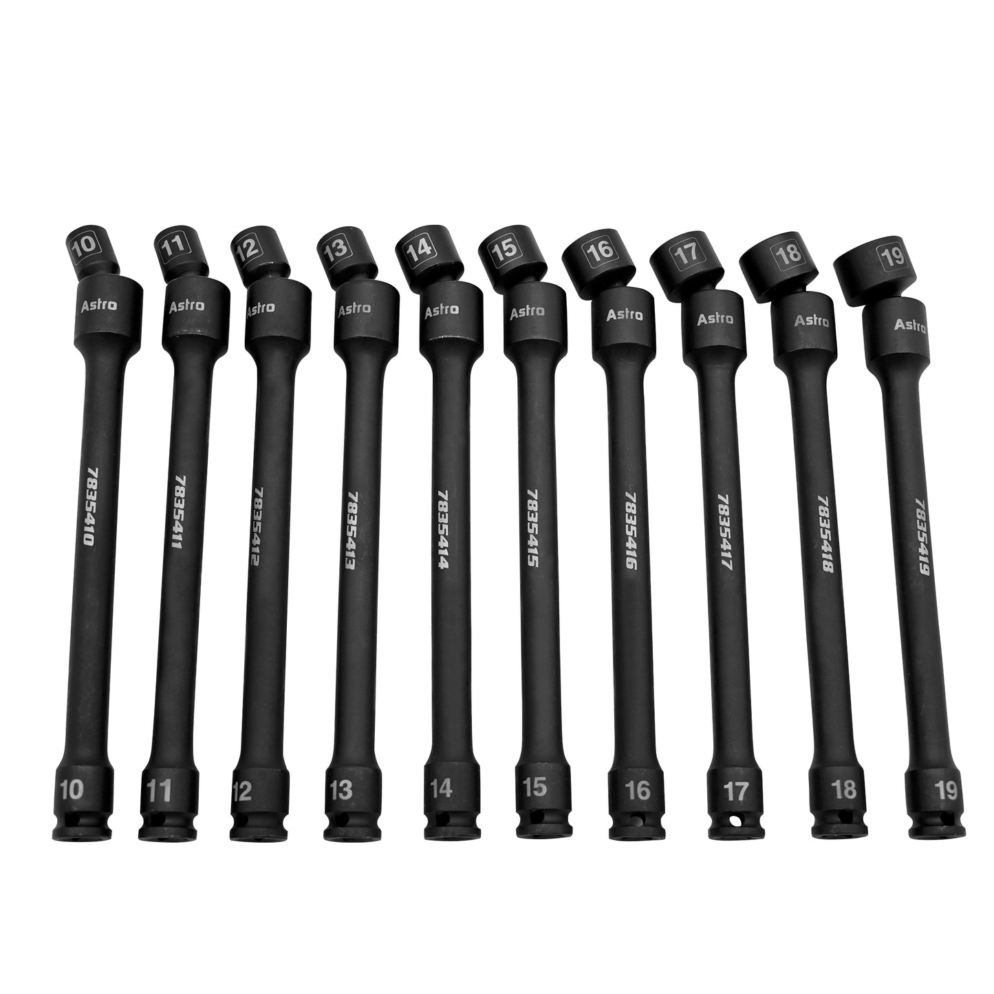 Astro Pneumatic 10pc 3/8" Dr 6Pt Pinless Universal Torque-Saver Impact Extension Socket Set - manufacturer part 78354