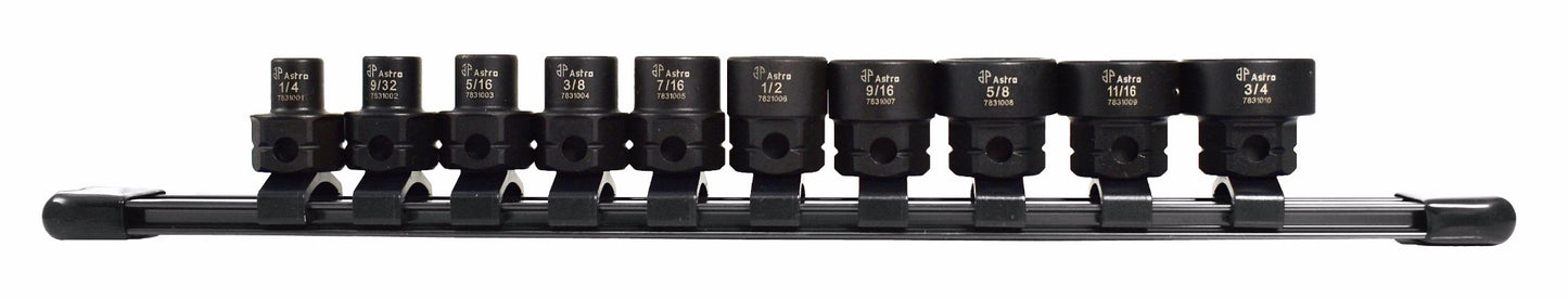 Astro Pneumatic 10pc 3/8" Drive Nano Impact Sockets - SAE - manufacturer part 78310