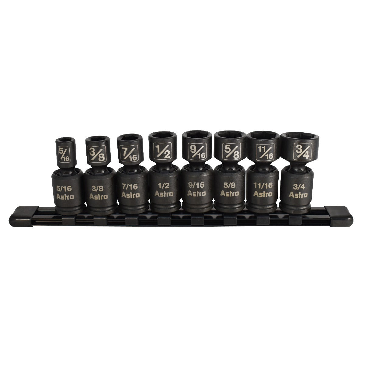 Astro Pneumatic 8-Piece 3/8" Drive Nano Pinless Universal Impact Sockets - SAE - manufacturer part 78340