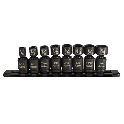 Astro Pneumatic 8-Piece 3/8" Drive Nano Pinless Universal Impact Sockets - SAE - manufacturer part 78340