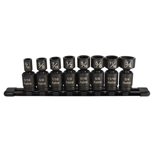 Astro Pneumatic 8-Piece 3/8" Drive Nano Pinless Universal Impact Sockets - SAE - manufacturer part 78340