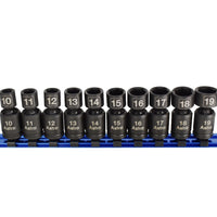 Astro Pneumatic 10-Piece 3/8" Drive Nano Pinless Universal Impact Sockets - Metric - manufacturer part 78344
