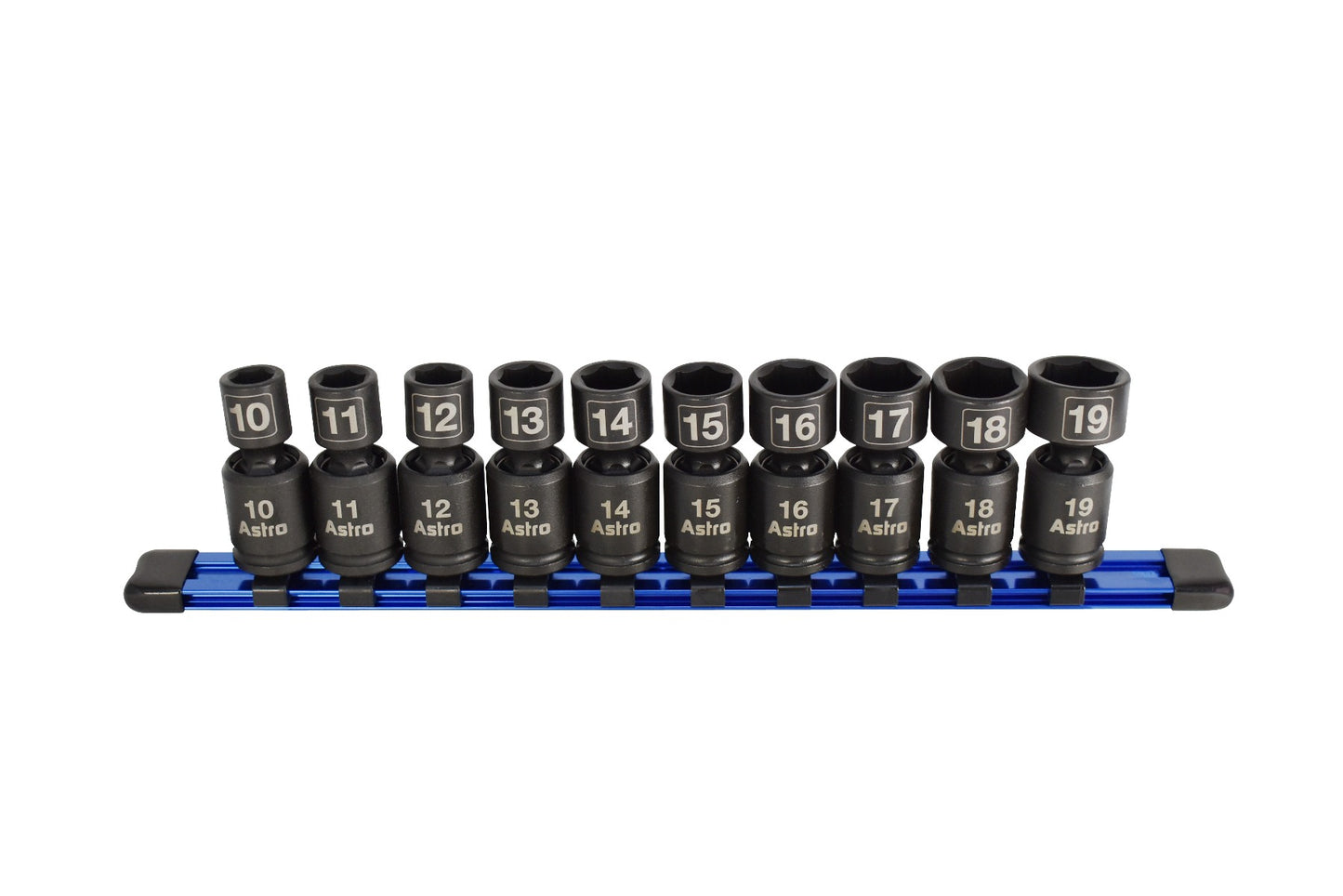 Astro Pneumatic 10-Piece 3/8" Drive Nano Pinless Universal Impact Sockets - Metric - manufacturer part 78344