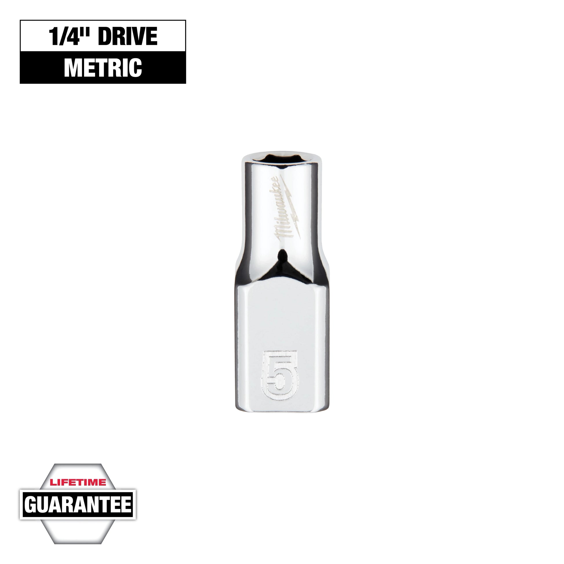 Milwaukee 1/4" Drive 5mm Metric Socket with FOUR FLAT™ Sides — 45-34-9030