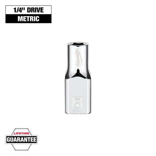 Milwaukee 1/4" Drive 5mm Metric Socket with FOUR FLAT™ Sides — 45-34-9030