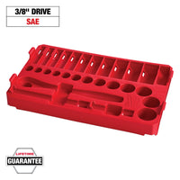 Milwaukee 28 pc 3/8" Drive SAE Ratchet and Socket Tray — 48-22-9481T
