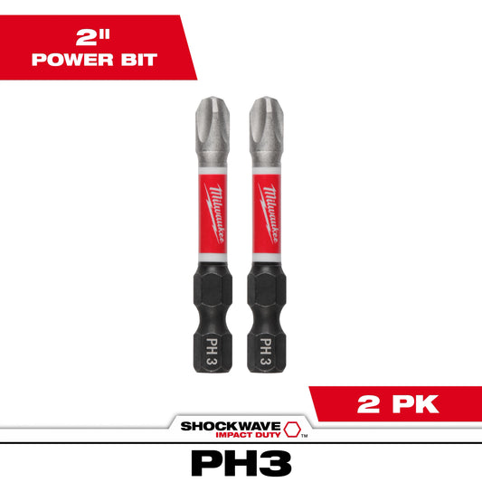 Milwaukee SHOCKWAVE™ Impact Duty 2" PH3 Bit (2 Pk) — 48-32-4963
