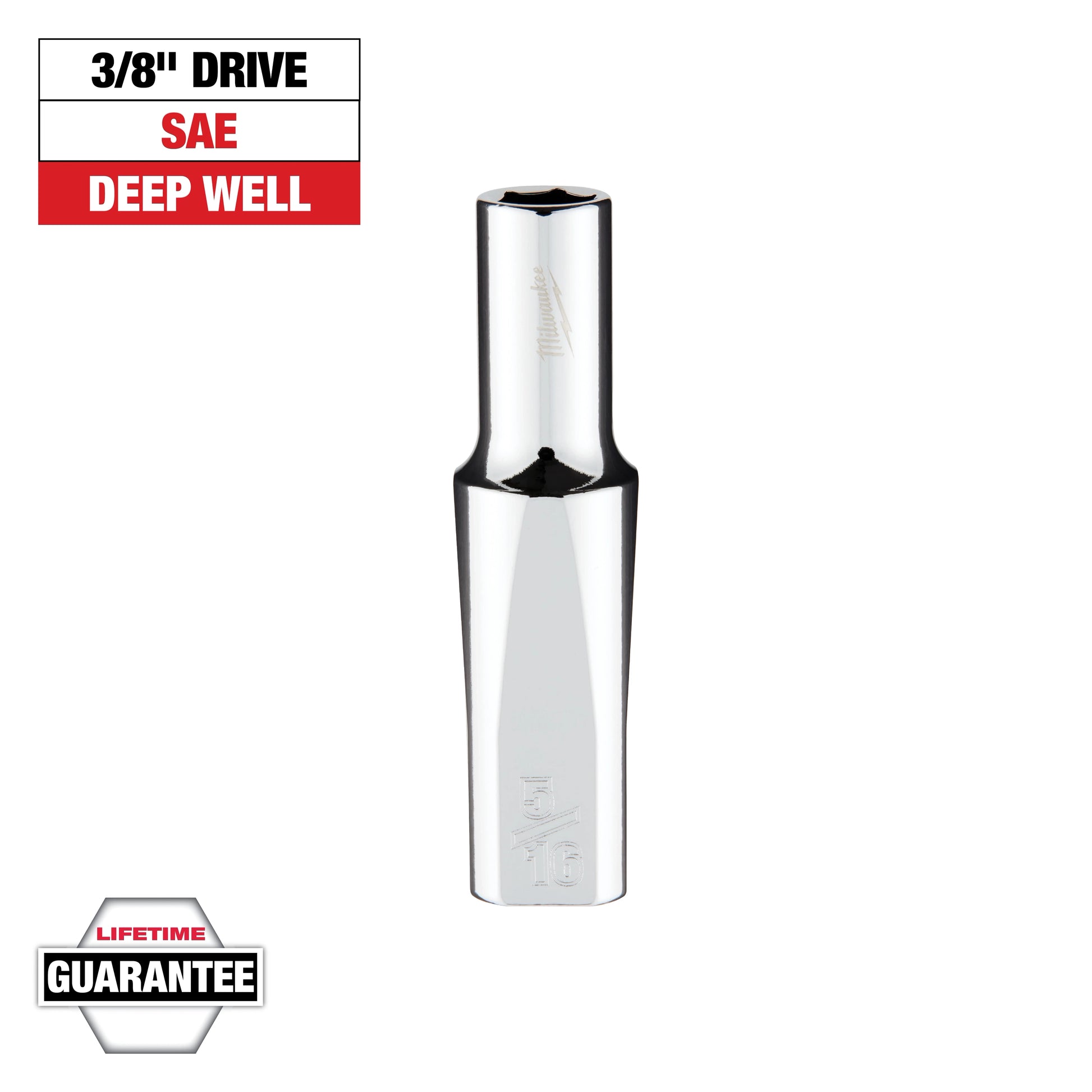 Milwaukee 3/8" Drive 5/16" SAE Deep Socket with FOUR FLAT™ Sides — 45-34-3125