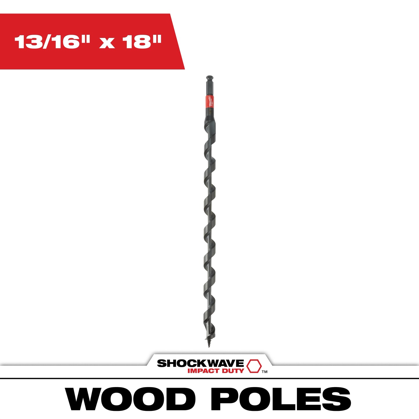 Milwaukee SHOCKWAVE™ Impact Duty 13/16" x 18" Lineman's Auger Bit — 48-13-6707