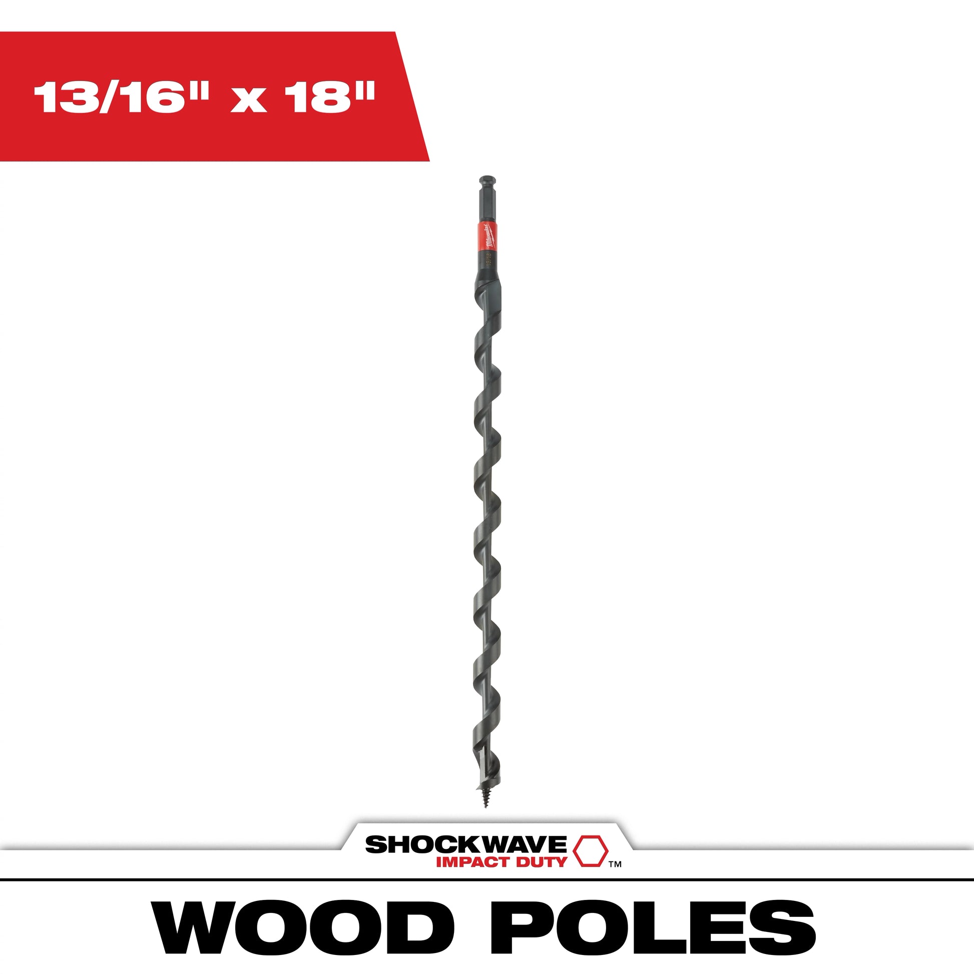 Milwaukee SHOCKWAVE™ Impact Duty 13/16" x 18" Lineman's Auger Bit — 48-13-6707