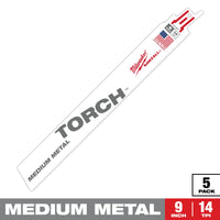 Milwaukee 9" 14 TPI TORCH™ SAWZALL® Blade for Medium Metal (5 PK) — 48-00-5787