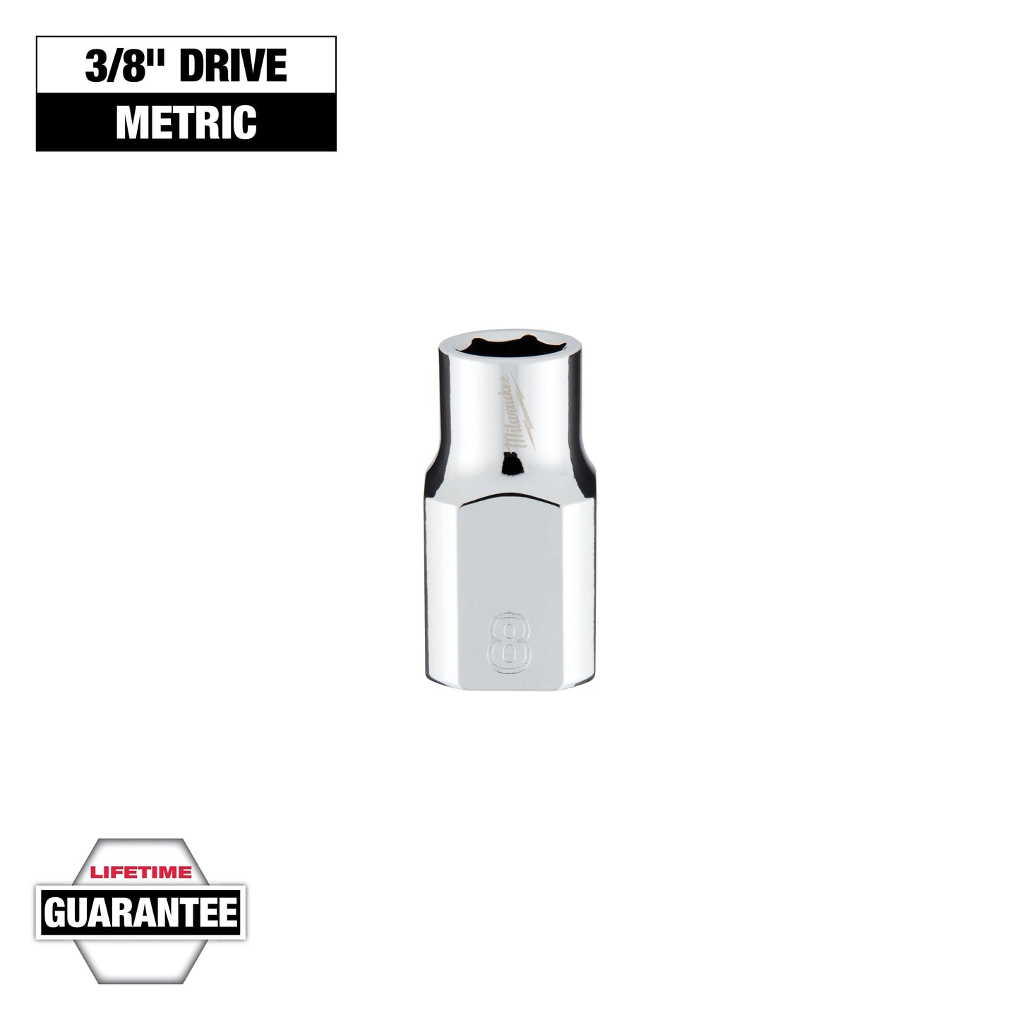 Milwaukee 3/8" Drive 8mm Metric Socket with FOUR FLAT™ Sides — 45-34-9078