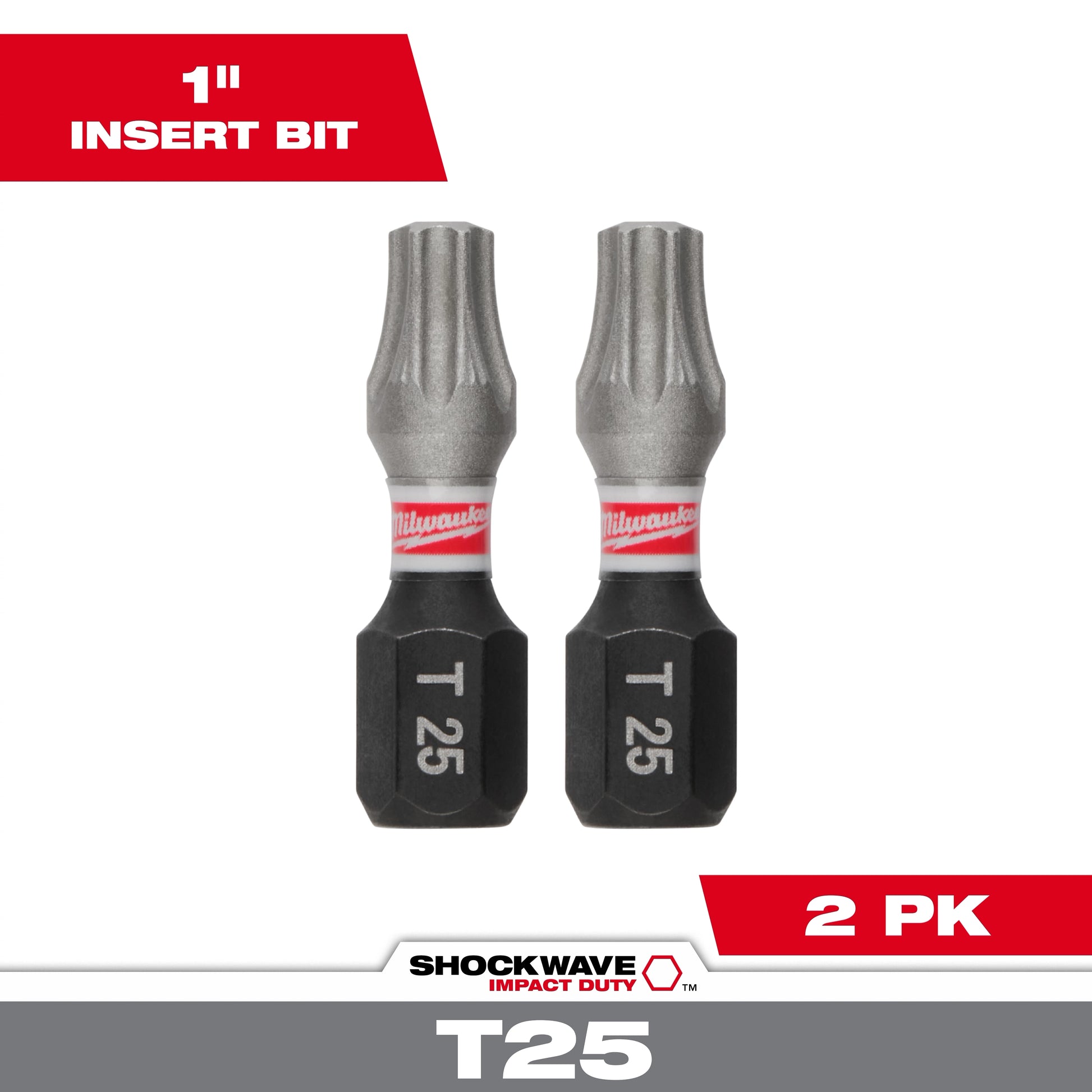 Milwaukee SHOCKWAVE™ Impact Duty 1" TORX® T25 Insert Bits (2 PK) — 48-32-4436