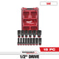 Milwaukee 15 PC SHOCKWAVE™ Impact Duty Socket 1/2” Drive SAE Set with PACKOUT™ — 49-66-6802