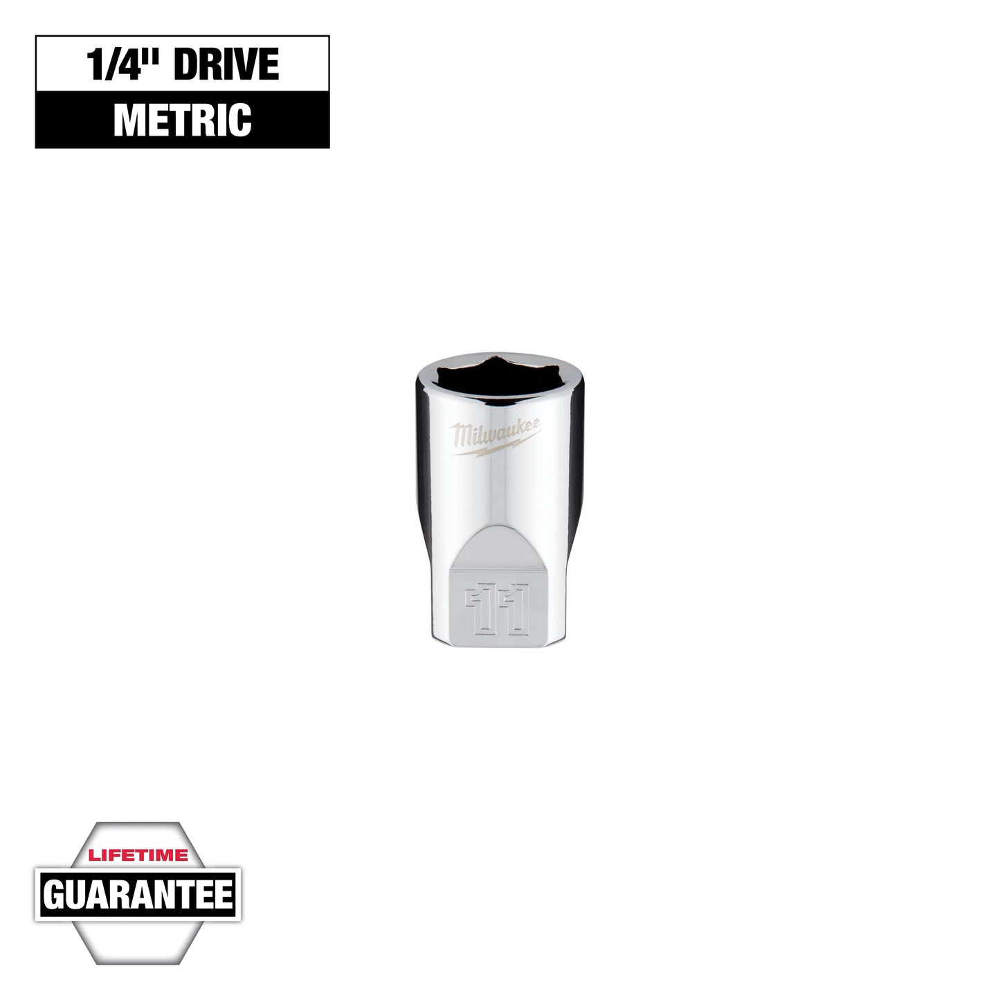 Milwaukee 1/4" Drive 11mm Metric Socket with FOUR FLAT™ Sides — 45-34-9037