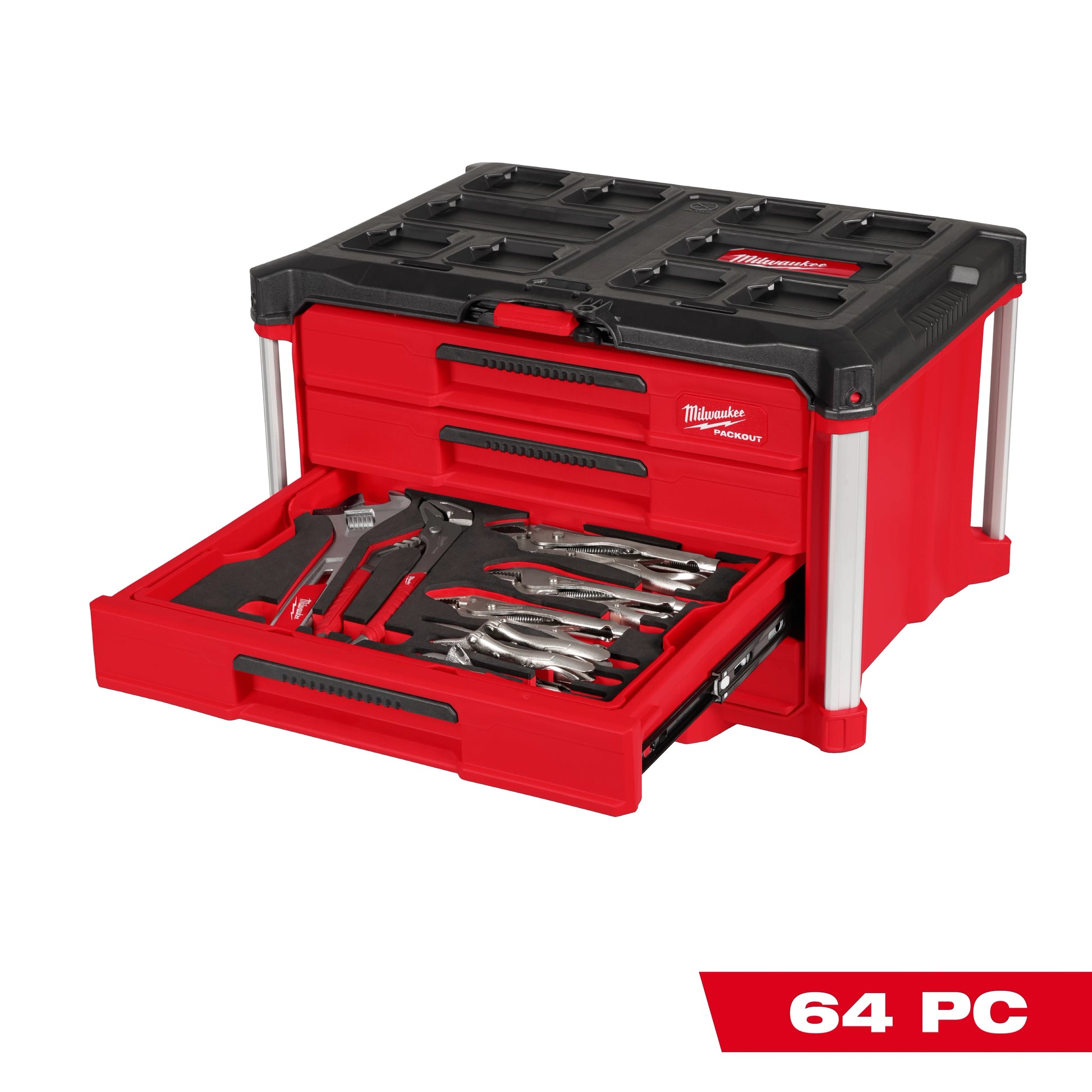 Milwaukee 64 pc. Hand Tool Set with PACKOUT™ 4 Drawer Tool Box — 48-22-9493